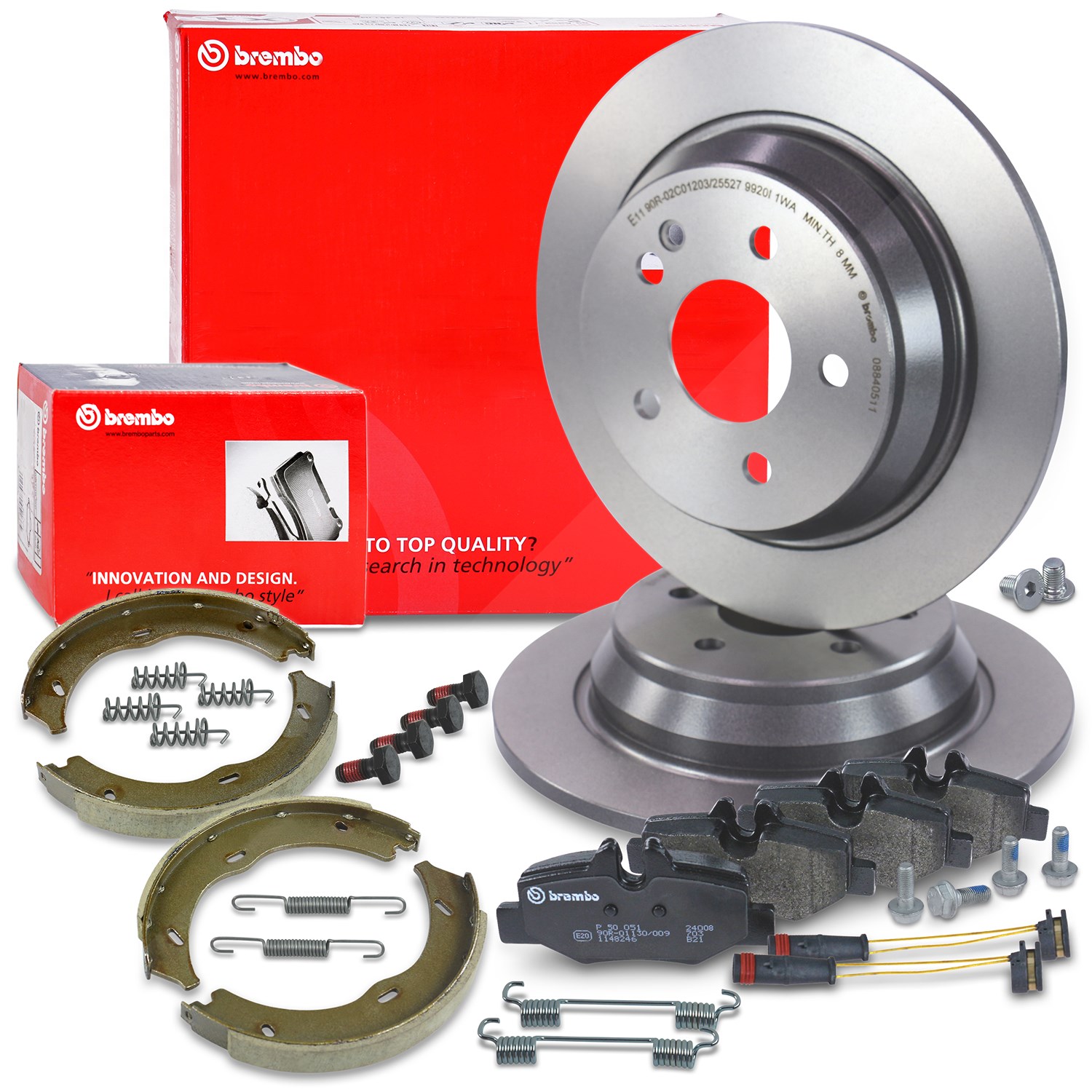 Brembo Bremsscheiben +Bremsbeläge +Handbremse hinten [Hersteller-Nr. 40438246] für Mercedes-Benz