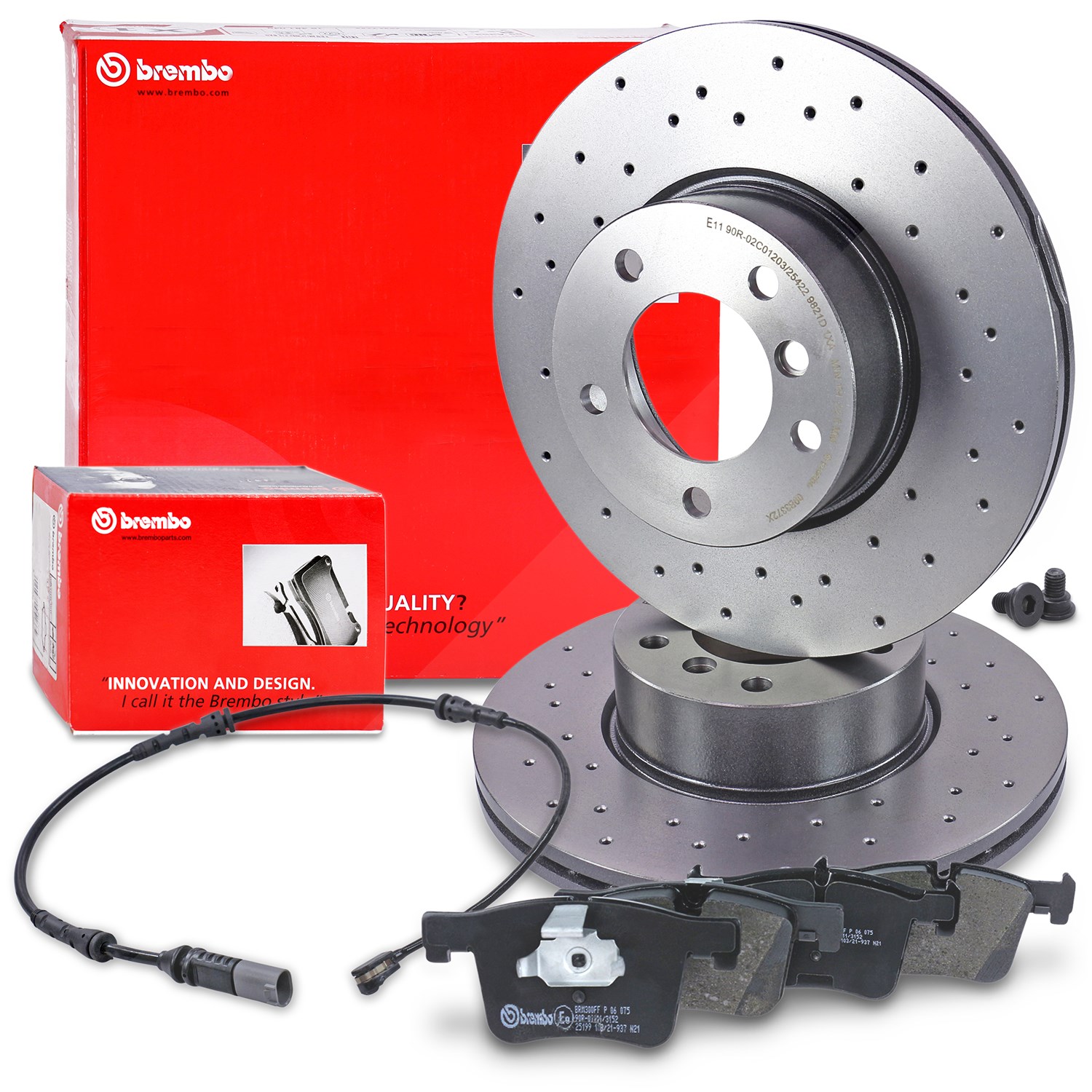 Brembo Bremsscheiben +Bremsbeläge +Warnkontakt vorne [Hersteller-Nr. 40438316] für BMW