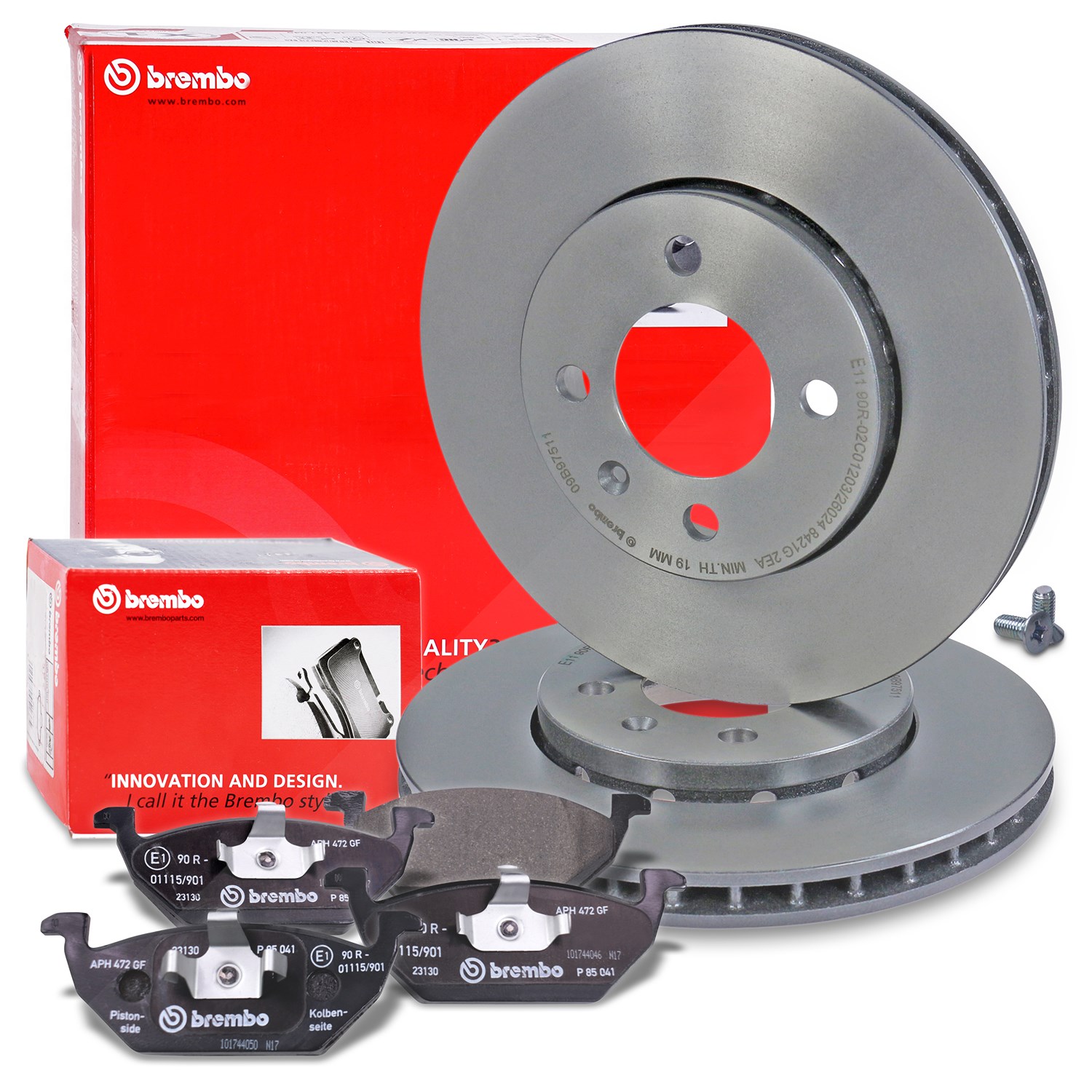 Brembo Bremsscheiben + Bremsbeläge vorne [Hersteller-Nr. 40438698] für Seat, Skoda, VW