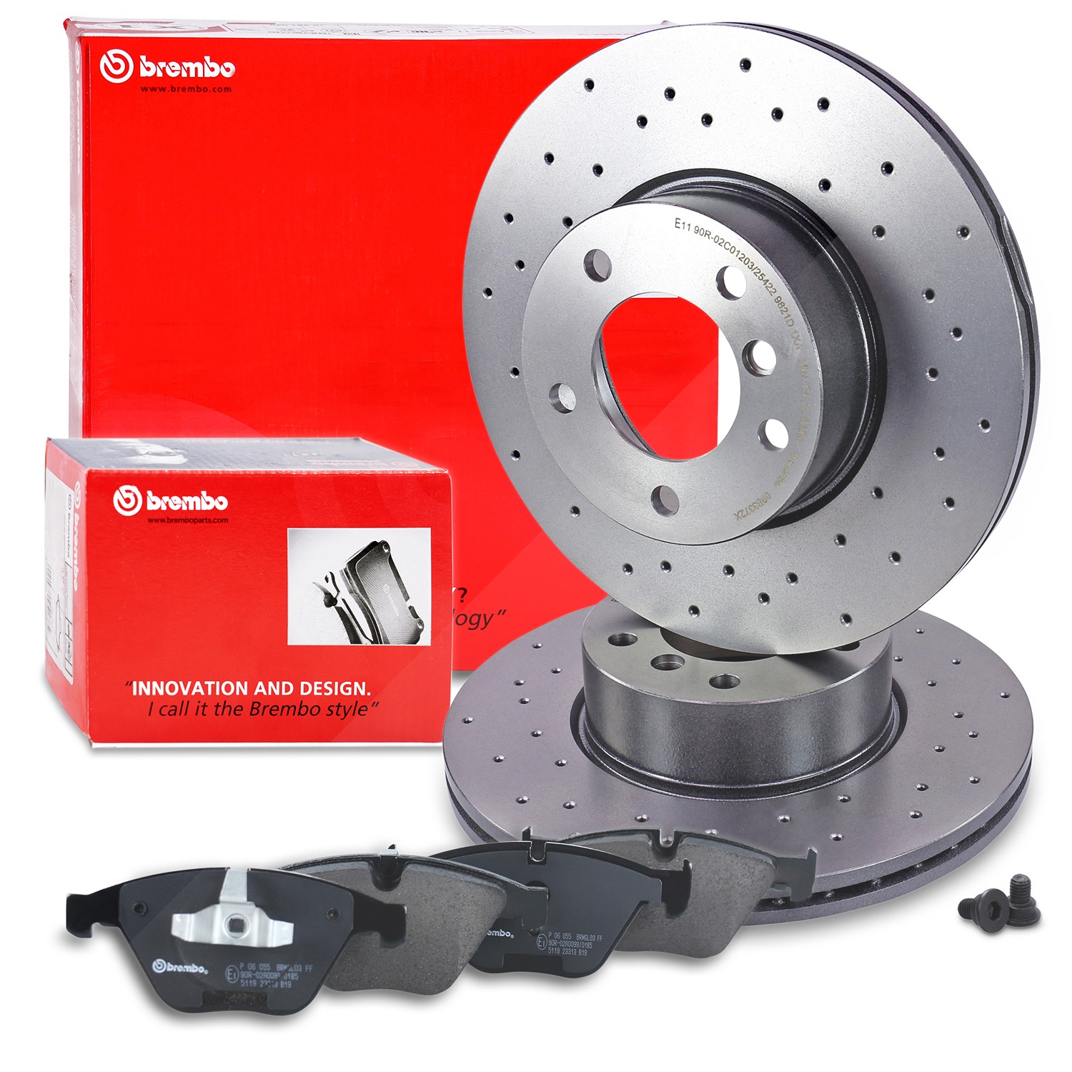 Brembo Bremsscheiben +Bremsbeläge vorne [Hersteller-Nr. 40440774] für BMW