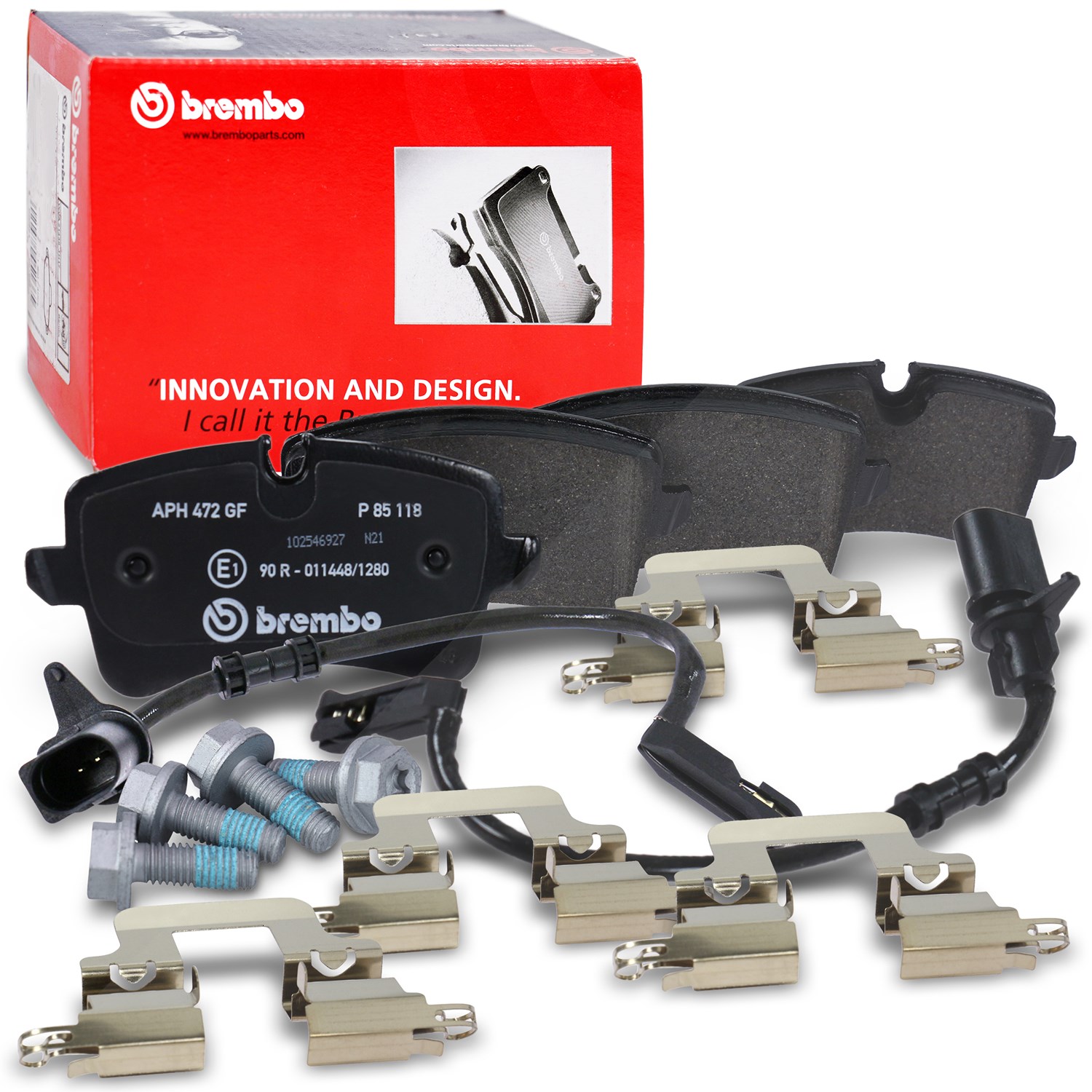 Brembo Bremsbelagsatz mit Warnkontakt hinten [Hersteller-Nr. P85118] für Audi