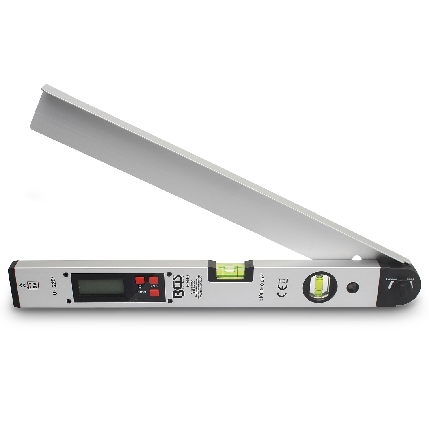 Bgs Digitalter LCD-Winkelmesser mit Wasserwaage 450mm [Hersteller-Nr. 50440]