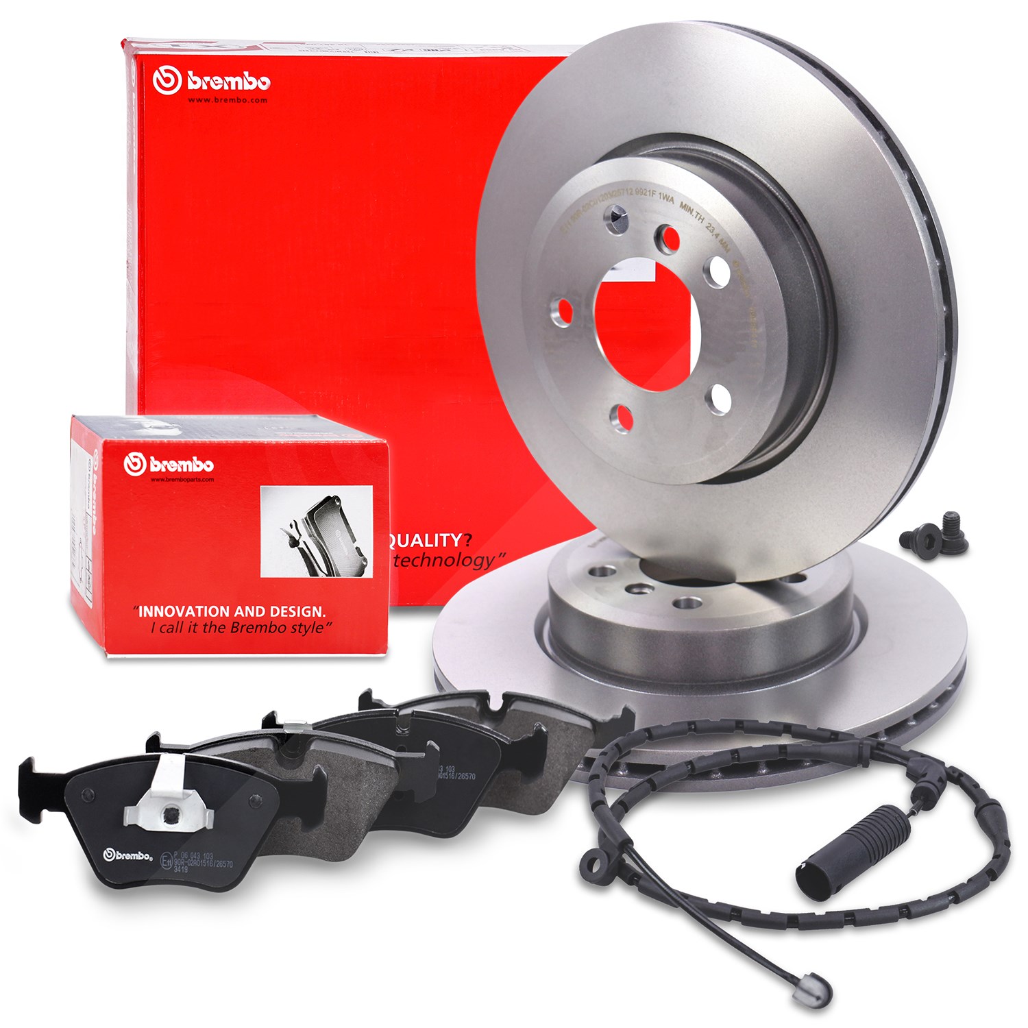 Brembo Bremsscheiben +Bremsbeläge +Warnkontakt vorne [Hersteller-Nr. 40438802] für BMW