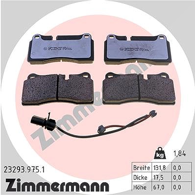 Zimmermann Bremsbelagsatz, Scheibenbremse [Hersteller-Nr. 23293.975.1] für Audi