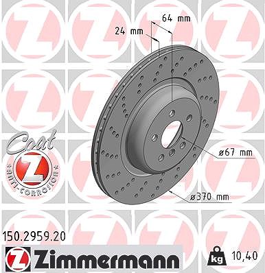 Zimmermann 1x Bremsscheibe Hinterachse Links [Hersteller-Nr. 150.2959.20] für BMW