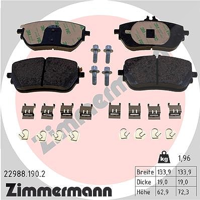 Zimmermann Bremsbelagsatz, Scheibenbremse [Hersteller-Nr. 22988.190.2] für Mercedes-Benz