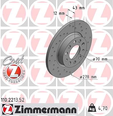 Zimmermann Bremsscheibe [Hersteller-Nr. 110.2213.52] für Jeep, Fiat, Alfa Romeo