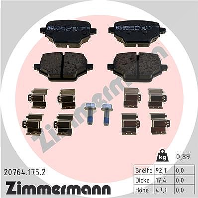 Zimmermann Bremsbelagsatz, Scheibenbremse [Hersteller-Nr. 20764.175.2] für Vauxhall, Peugeot, Citroën, Toyota, Opel