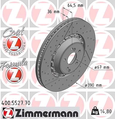 Zimmermann Bremsscheibe belüftet vorne [Hersteller-Nr. 400.5527.70] für Mercedes-Benz