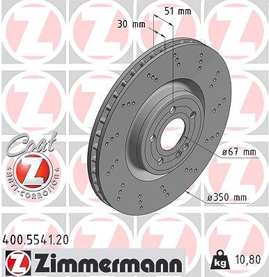 Zimmermann 1x Bremsscheibe [Hersteller-Nr. 400.5541.20] für Mercedes-Benz