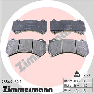 Zimmermann Bremsbelagsatz, Scheibenbremse [Hersteller-Nr. 25849.160.1] für Dodge, Nissan, Cadillac, Jeep, Chevrolet