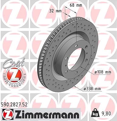Zimmermann 1x Bremsscheibe [Hersteller-Nr. 590.2827.52] für Toyota, Lexus