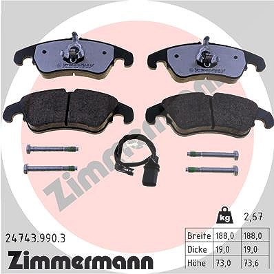 Zimmermann Bremsbelagsatz, Scheibenbremse [Hersteller-Nr. 24743.990.3] für Audi