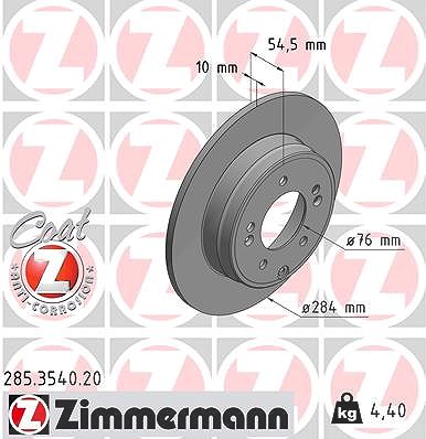 Zimmermann 1x Bremsscheibe [Hersteller-Nr. 285.3540.20] für Kia, Hyundai