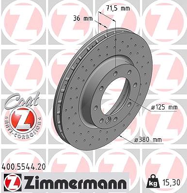 Zimmermann 1x Bremsscheibe [Hersteller-Nr. 400.5544.20] für Mercedes-Benz