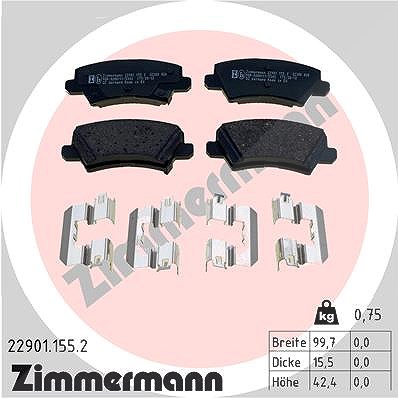 Zimmermann Bremsbelagsatz, Scheibenbremse [Hersteller-Nr. 22901.155.2] für Kia