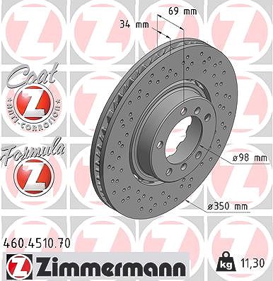 Zimmermann 1x Bremsscheibe Vorderachse Links [Hersteller-Nr. 460.4510.70] für Porsche