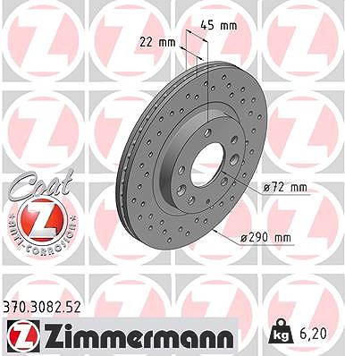 Zimmermann 1x Bremsscheibe [Hersteller-Nr. 370.3082.52] für Mazda