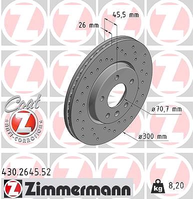 Zimmermann Bremsscheibe [Hersteller-Nr. 430.2645.52] für Vauxhall, Opel