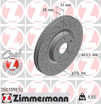 Zimmermann Bremsscheibe [Hersteller-Nr. 250.1398.52] für Ford