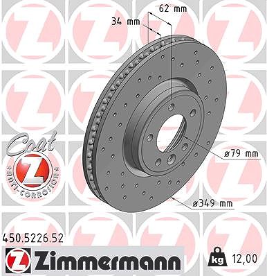 Zimmermann 1x Bremsscheibe [Hersteller-Nr. 450.5226.52] für Land Rover