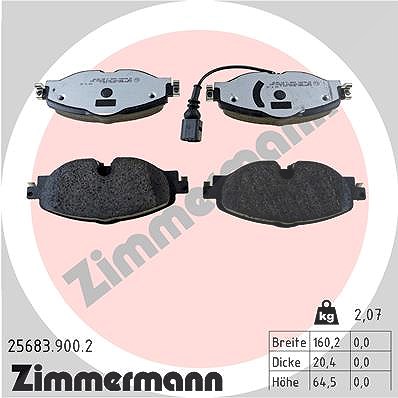 Zimmermann Bremsbelagsatz, Scheibenbremse [Hersteller-Nr. 25683.900.2] für Skoda, VW, Cupra, Seat, Audi