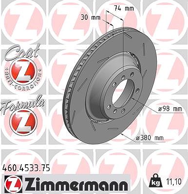 Zimmermann 1x Bremsscheibe Hinterachse Rechts [Hersteller-Nr. 460.4533.75] für Porsche