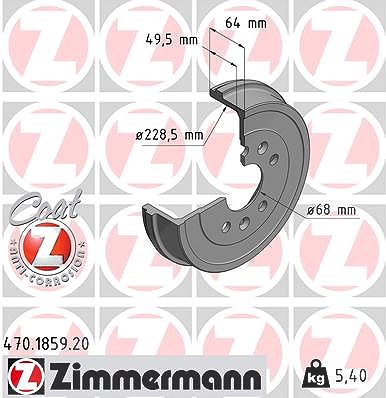 Zimmermann 1x Bremstrommel [Hersteller-Nr. 470.1859.20] für Nissan, Renault, Dacia