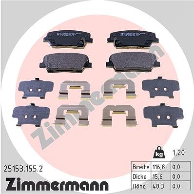Zimmermann Bremsbelagsatz, Scheibenbremse [Hersteller-Nr. 25153.155.2] für Kia, Hyundai, Genesis