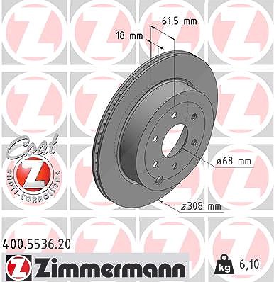 Zimmermann 1x Bremsscheibe [Hersteller-Nr. 400.5536.20] für Mercedes-Benz