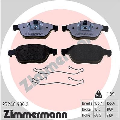 Zimmermann Bremsbelagsatz, Scheibenbremse [Hersteller-Nr. 23248.980.2] für Renault