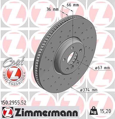 Zimmermann 1x Bremsscheibe Vorderachse Rechts [Hersteller-Nr. 150.2955.52] für BMW