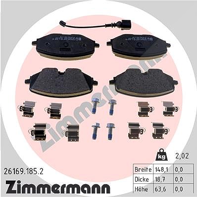 Zimmermann Bremsbelagsatz, Scheibenbremse [Hersteller-Nr. 26169.185.2] für Cupra, VW, Skoda, Ford, Seat, Audi