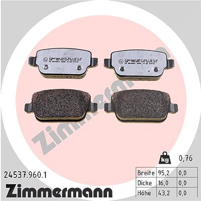 Zimmermann Bremsbelagsatz, Scheibenbremse [Hersteller-Nr. 24537.960.1] für Volvo, Ford, Land Rover