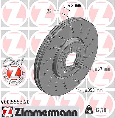 Zimmermann 1x Bremsscheibe [Hersteller-Nr. 400.5553.20] für Mercedes-Benz