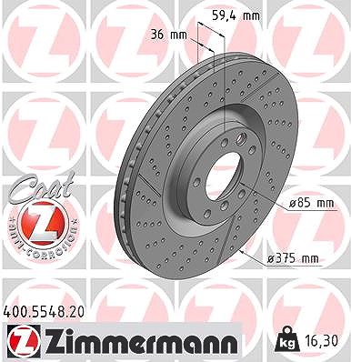 Zimmermann Bremsscheibe [Hersteller-Nr. 400.5548.20] für Mercedes-Benz