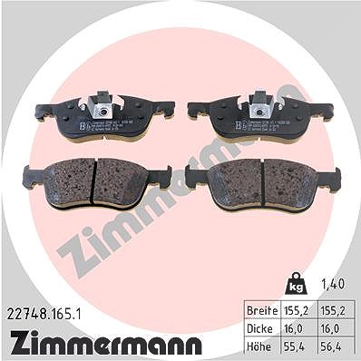 Zimmermann Bremsbeläge vorne (Satz) [Hersteller-Nr. 22748.165.1] für Ford
