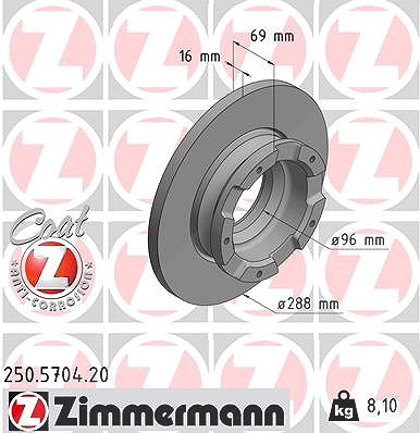 Zimmermann 1x Bremsscheibe [Hersteller-Nr. 250.5704.20] für Ford