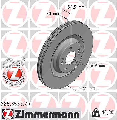 Zimmermann 1x Bremsscheibe [Hersteller-Nr. 285.3537.20] für Hyundai