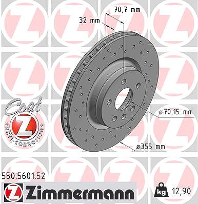 Zimmermann Bremsscheibe [Hersteller-Nr. 550.5601.52] für Tesla