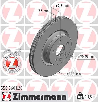 Zimmermann 1x Bremsscheibe [Hersteller-Nr. 550.5601.20] für Tesla