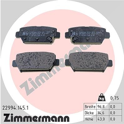 Zimmermann Bremsbelagsatz, Scheibenbremse [Hersteller-Nr. 22994.145.1] für Mitsubishi