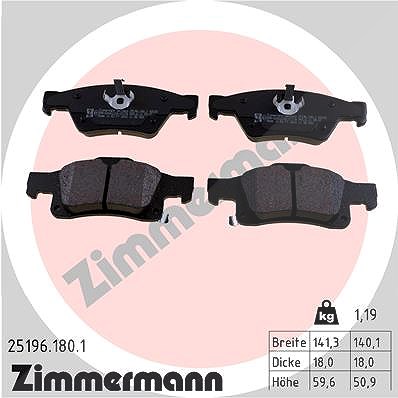 Zimmermann Bremsbelagsatz, Scheibenbremse [Hersteller-Nr. 25196.180.1] für Jeep, Dodge