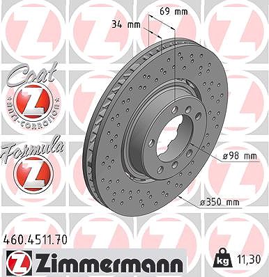 Zimmermann 1x Bremsscheibe Vorderachse Rechts [Hersteller-Nr. 460.4511.70] für Porsche