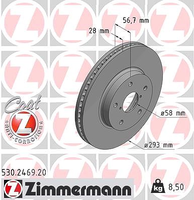 Zimmermann 1x Bremsscheibe [Hersteller-Nr. 530.2469.20] für Subaru