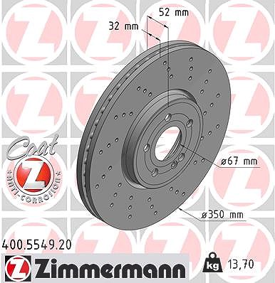 Zimmermann 1x Bremsscheibe [Hersteller-Nr. 400.5549.20] für Mercedes-Benz