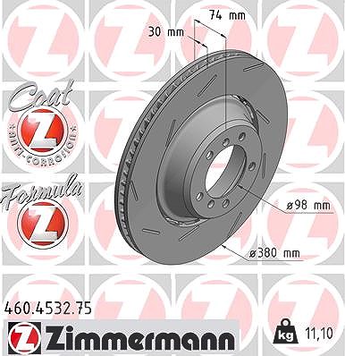 Zimmermann 1x Bremsscheibe Hinterachse Links [Hersteller-Nr. 460.4532.75] für Porsche