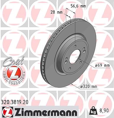 Zimmermann 1x Bremsscheibe [Hersteller-Nr. 320.3819.20] für Kia, Genesis
