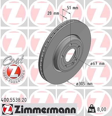 Zimmermann Bremsscheibe [Hersteller-Nr. 400.5538.20] für Mercedes-Benz