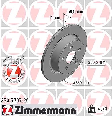 Zimmermann 1x Bremsscheibe [Hersteller-Nr. 250.5707.20] für Ford